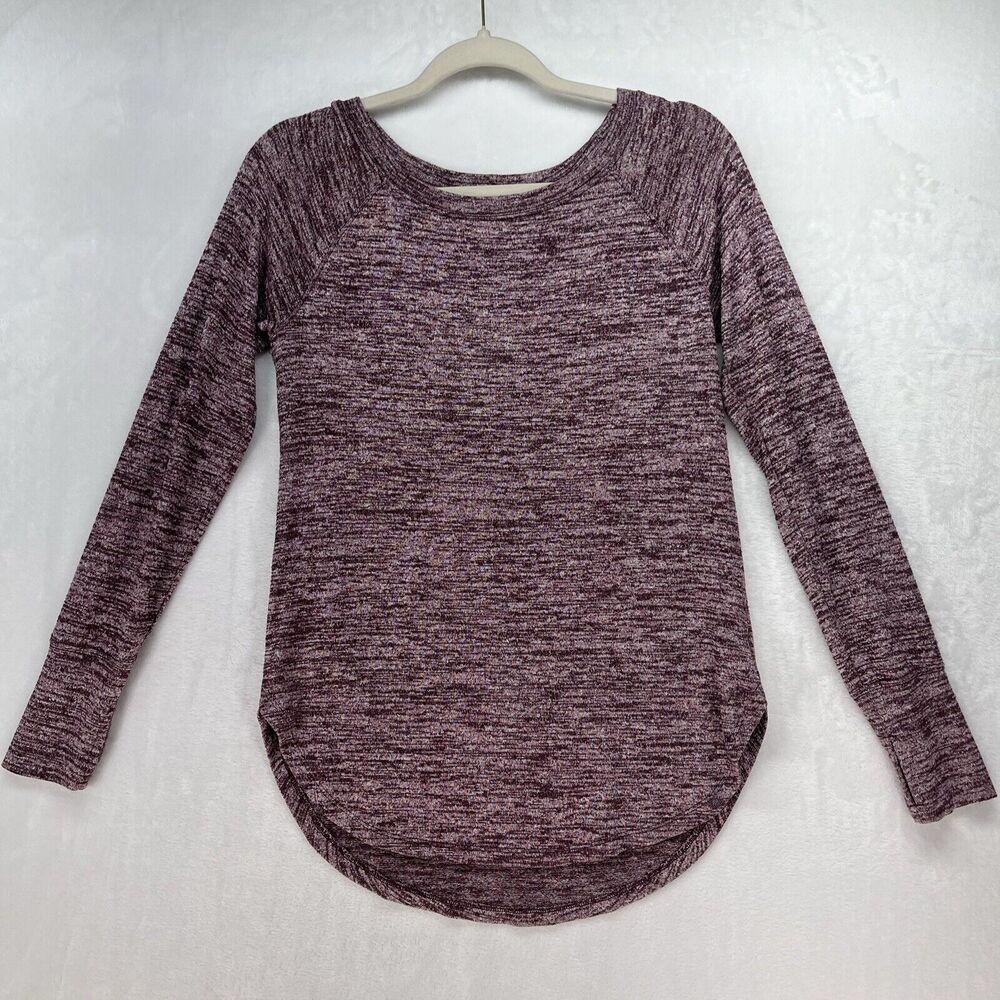 Athleta Pose‎ Sweater Top Women’s Sz XS Purple Marl Thumbhole L/S